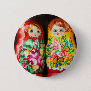 Kleurrijke Matroesjka-poppen Ronde Button 5,7 Cm