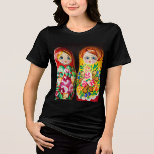Kleurrijke Matroesjka-poppen Tri-Blend Shirt