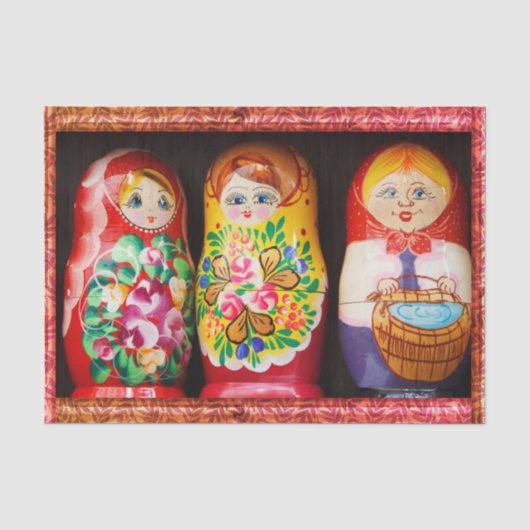 Kleurrijke Matryoshka Dolls Tissue Papier (Voorkant)