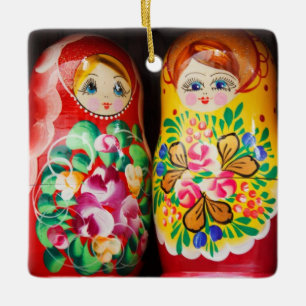 Kleurrijke Matryoshka-poppen Keramisch Ornament