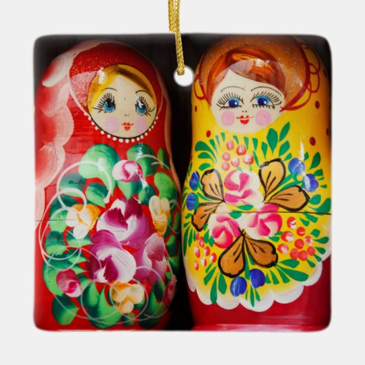 Kleurrijke Matryoshka-poppen Keramisch Ornament (Voorkant)