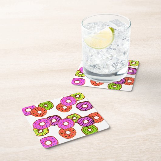 Kleurrijke matte donuts donut met sprinkles kartonnen onderzetters (Insitu)