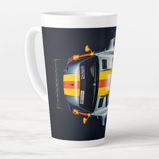 Kleurrijke Matte Race Auto Gedrukt Wit Latte Mok (Linkerhoek)