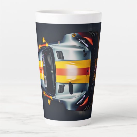 Kleurrijke Matte Race Auto Gedrukt Wit Latte Mok (Voorkant)