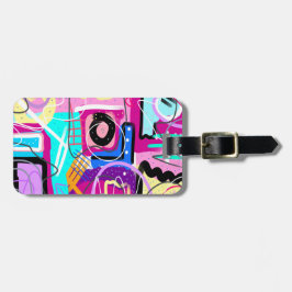 Kleurrijke Maximalist Expressive Abstract Bagagelabel
