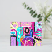 Kleurrijke Maximalist Expressive Abstract Briefkaart (Staand voorkant)
