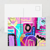 Kleurrijke Maximalist Expressive Abstract Briefkaart (Voorkant / Achterkant)