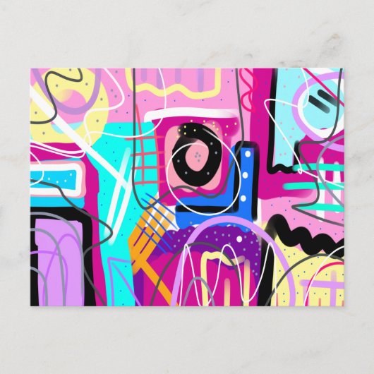 Kleurrijke Maximalist Expressive Abstract Briefkaart (Voorkant)
