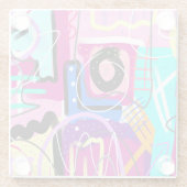 Kleurrijke Maximalist Expressive Abstract Glazen Onderzetter (Achterkant)