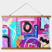 Kleurrijke Maximalist Expressive Abstract Hangend Wandkleed (Voorkant)