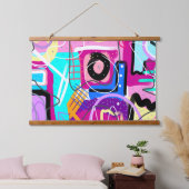 Kleurrijke Maximalist Expressive Abstract Hangend Wandkleed (Slaapkamer)