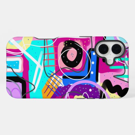 Kleurrijke Maximalist Expressive Abstract iPhone Hoesje (Achterkant horizontaal)