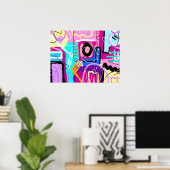 Kleurrijke Maximalist Expressive Abstract Poster (Thuiskantoor)