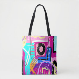 Kleurrijke Maximalist Expressive Abstract Tote Bag