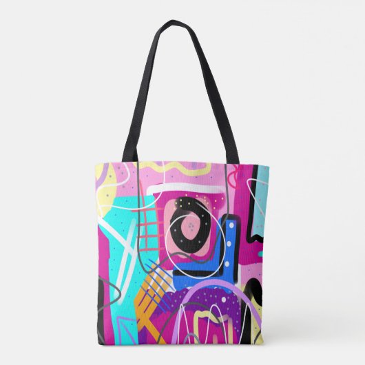 Kleurrijke Maximalist Expressive Abstract Tote Bag (Achterkant)