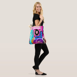 Kleurrijke Maximalist Expressive Abstract Tote Bag