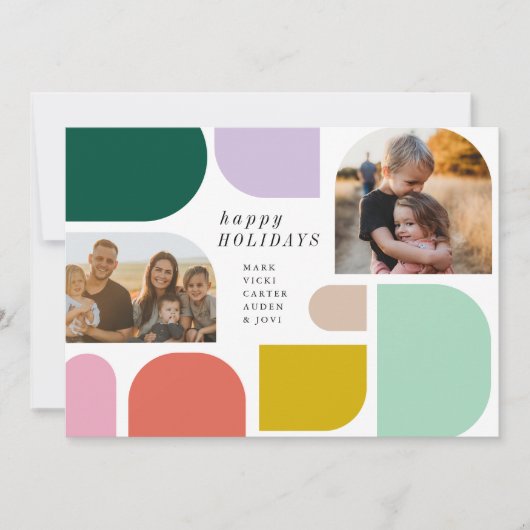 Kleurrijke Maximalist Flat Holiday Kaart (Voorkant)