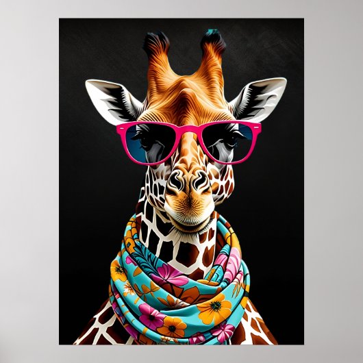 Kleurrijke Maximalist Fun Giraffe Art Print (Voorkant)