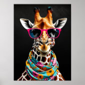 Kleurrijke Maximalistische Pret Giraffe Kunstprint Poster (Voorkant)