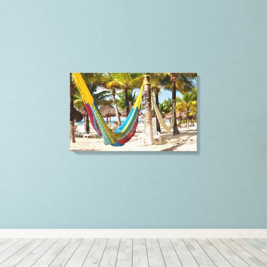 Kleurrijke Maya hangmat Cozumel Mexico Canvas Afdruk (Insitu (Houten vloer))