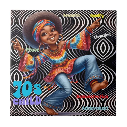 Kleurrijke-Me Hippie Chic 70s Kind Keramische Tege Tegeltje (Voorkant)