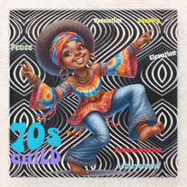 Kleurrijke-Me Hippie Chic 70s Kind Onderzetter Glazen Onderzetter