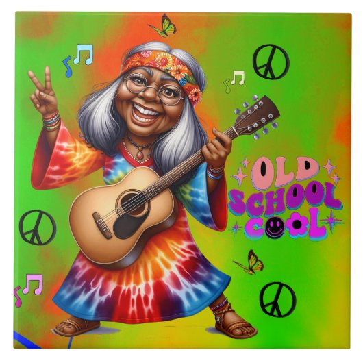 Kleurrijke-Me Hippie Chic Cool Keramische Tegel Tegeltje (Voorkant)