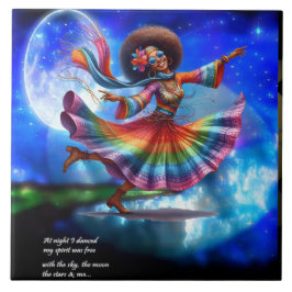 Kleurrijke-Me Hippie Chic Dancing Moon Keramische Tegeltje