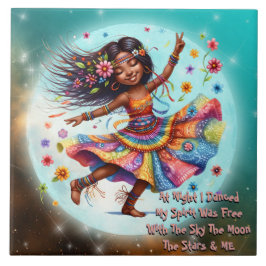 Kleurrijke-Me Hippie Chic Moon Dance Keramische Te Tegeltje