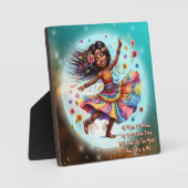 Kleurrijke-Me Hippie Chic Moon Plaque met Ezel Fotoplaat (Voorkant)