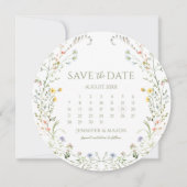 Kleurrijke Meadow Floral Save the Date Circle Kaart (Voorkant)