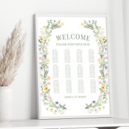 Kleurrijke Meadow Flower Wedding Seating Chart Poster