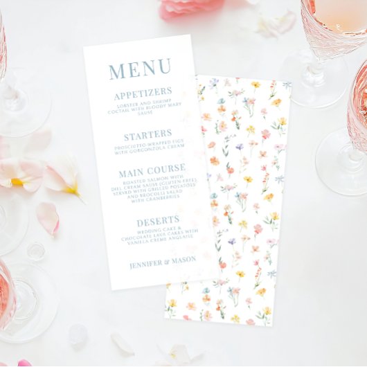 Kleurrijke Meadow Flower Wildflower Wedding Menu