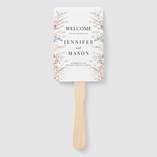 Kleurrijke Meadow Flowers Spring Wedding Program Handwaaier (Voorkant)