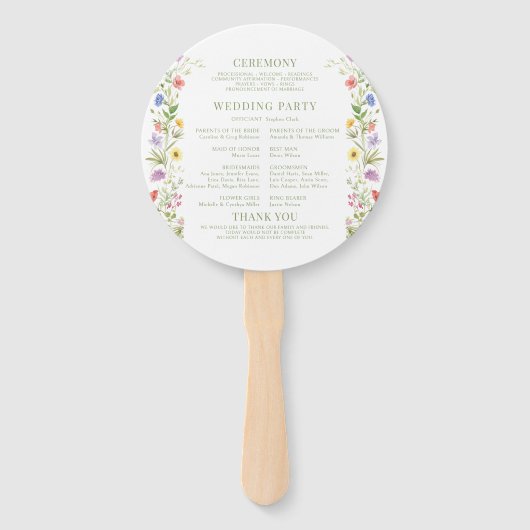 Kleurrijke Meadow Flowers Wildflowers Wedding Prog Handwaaier (Achterkant)