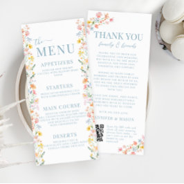 Kleurrijke Meadow Wild Flower Wedding Menu Bedankt