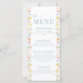 Kleurrijke Meadow Wild Flower Wedding Menu Bedankt (Voorkant)