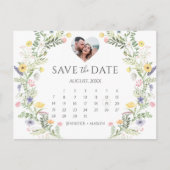 Kleurrijke Meadow Wild Flower Wreath Save the Date Briefkaart (Voorkant)