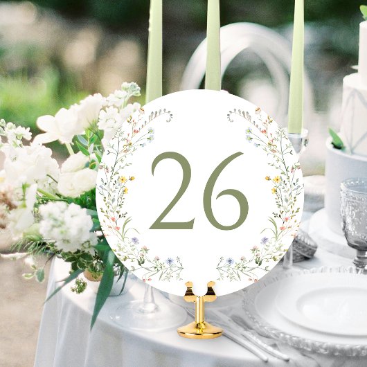 Kleurrijke Meadow Wildflower Krans Tafelnummer
