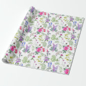 Kleurrijke Meadow Wildflowers & Herbs Floral Patte Cadeaupapier (Uitgerold)