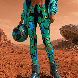 Kleurrijke mechanische Android futuristische Robot Leggings