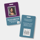 Kleurrijke Medewerker Foto Naam QR Scan Barcode Badge (Voor- en achterkant)