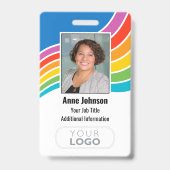 Kleurrijke Medewerker Logo Foto ID Regenboog Kleur Badge (Front)