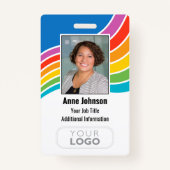Kleurrijke Medewerker Logo Foto ID Regenboog Kleur Badge (Voorkant)