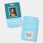 Kleurrijke Medewerkersfoto Naam QR-Scan Barcode Badge (Voor- en achterkant)