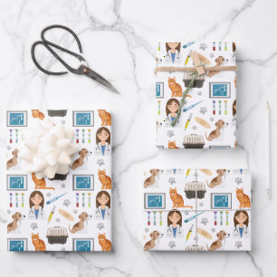 Kleurrijke Medische Veterinaire Dierenarts Patt Inpakpapier Vel