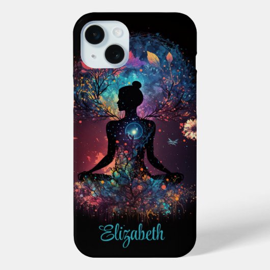 Kleurrijke Meditatie Yoga Meisje Aangepaste Naam Case-Mate iPhone Case (Achterkant)