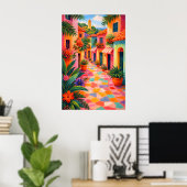 Kleurrijke mediterraanse straatposter, levendig poster (Thuiskantoor)