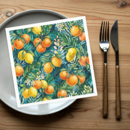 Kleurrijke Mediterrane Citrusvruchten Aquarel Servet