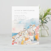 Kleurrijke mediterrane landschap bruiloft kaart (Staand voorkant)